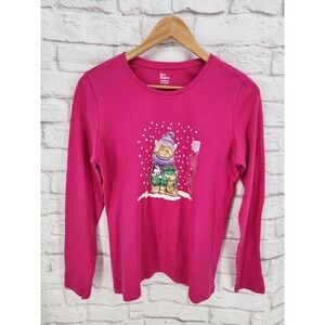 Kim Rogers Cat Mom Top Long Sleeve Kitschy Cute Pink Winter Perfectly Soft Small